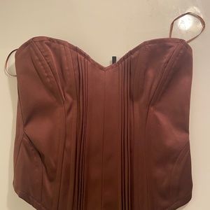 Brown satin corset